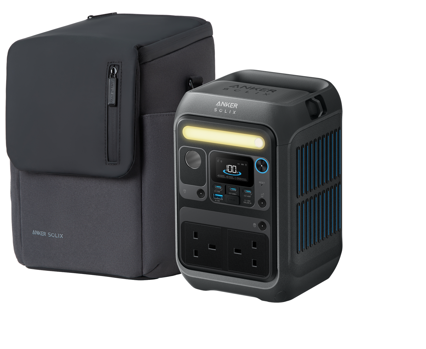 Anker SOLIX C300X Portable Power Station with Carrying Case, 288Wh LiFePO4 Battery, 300W (Peak 600W) Solar Generator, 140W Fast Charge, for Camping, Outdoors, Travel & Emergency