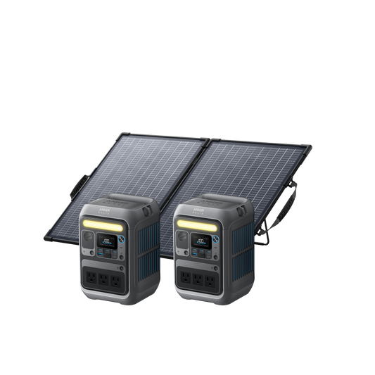 2× Anker SOLIX C300 Portable Power Station + 100W Solar Panel